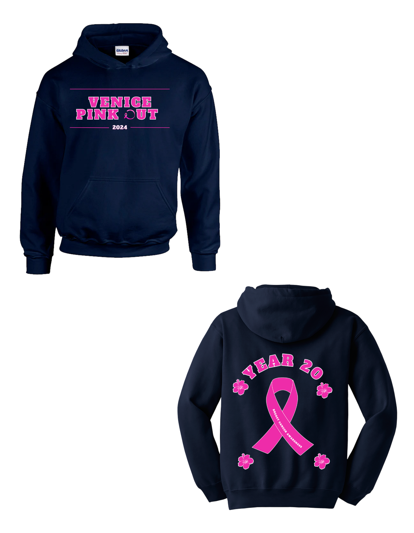 PINK OUT ADULT HOODIE PINK OR NAVY