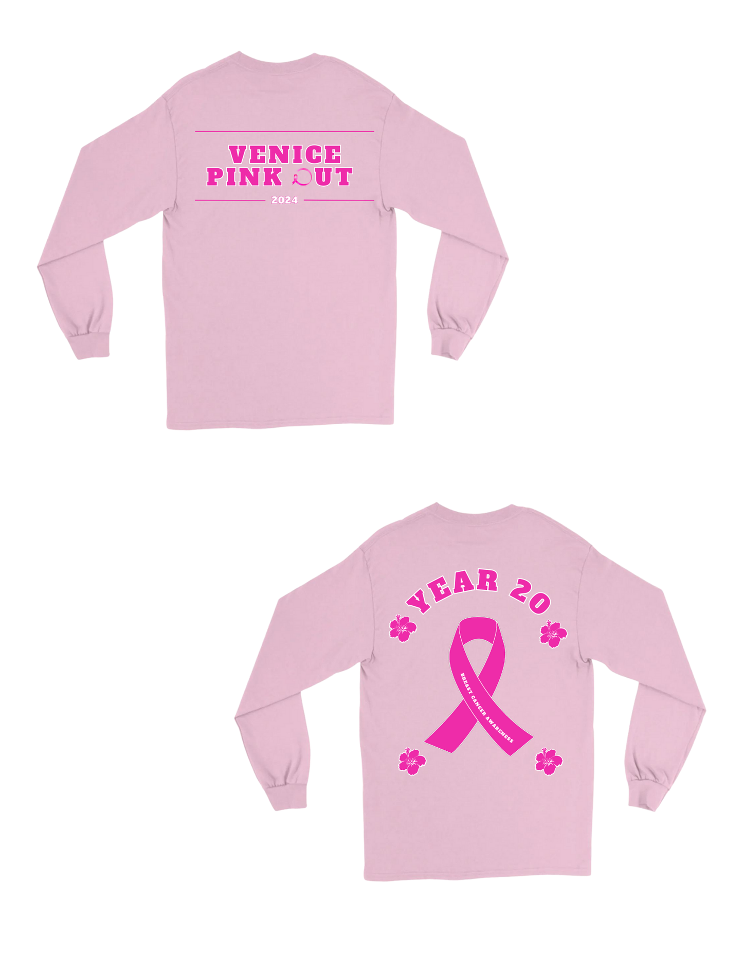 PINK OUT ADULT LONG SLEEVE TEE PINK OR NAVY